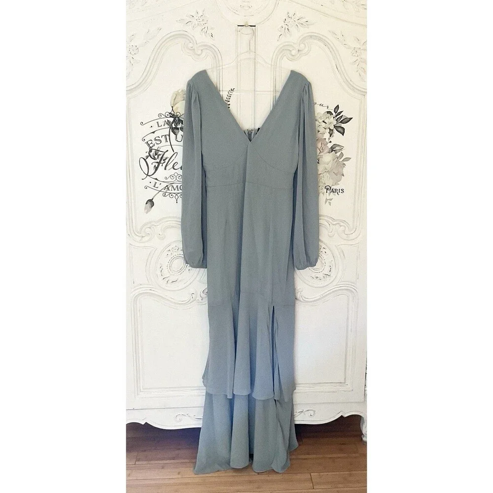 Lulus Tier Elegance Maxi Dress Sage Brush‎ Size XL NWOT - Picture 6 of 12